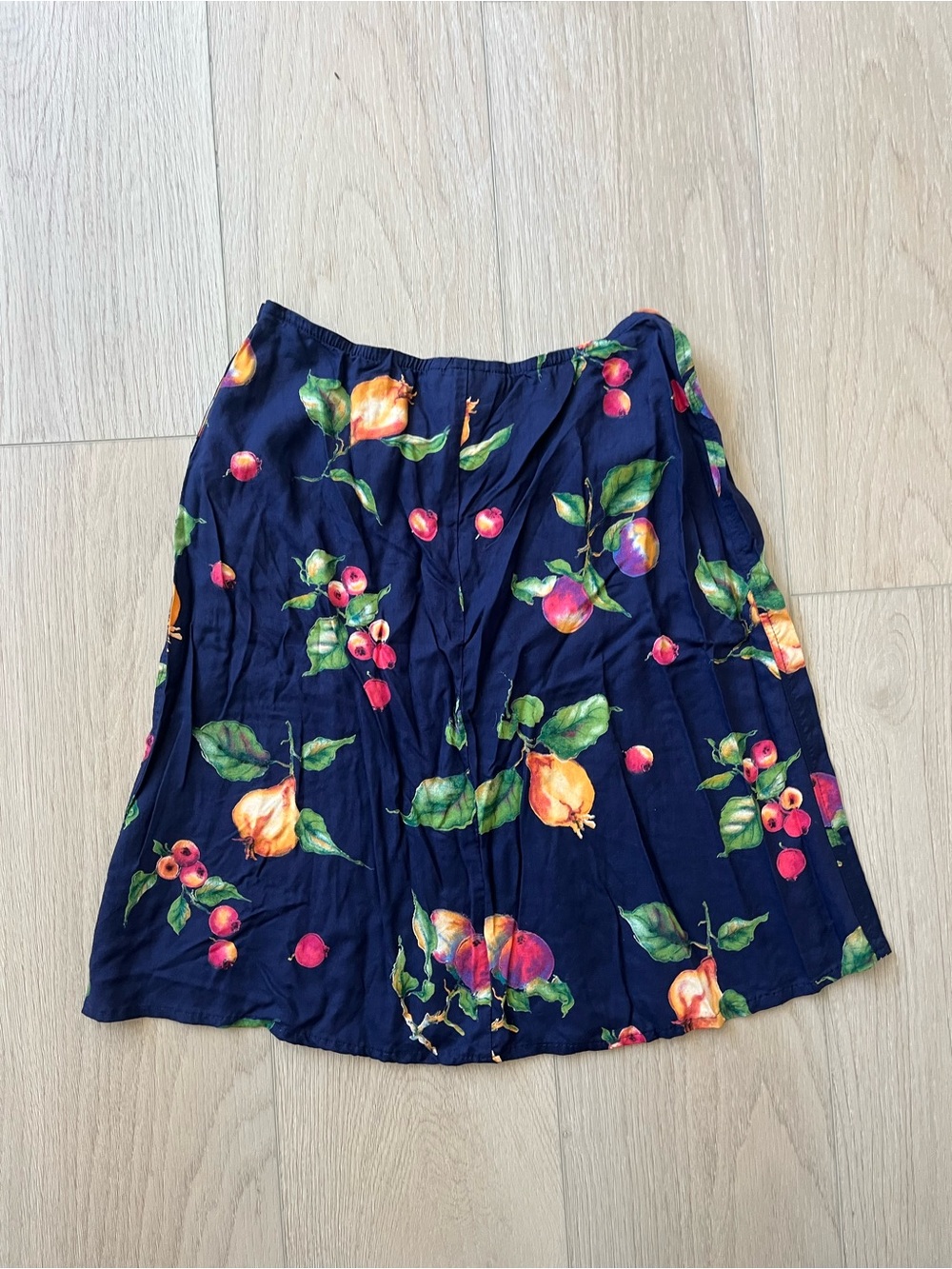 Navy Fruit-Print Skirt